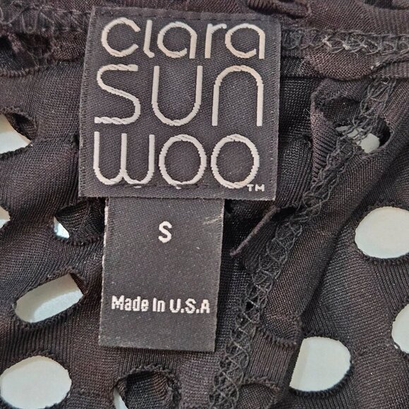 Clara Sunwoo Black Open Back Laser Cut Polka Dot Top Small - Picture 8 of 8